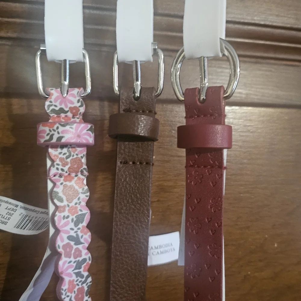 NEW Cat & Jack Multicolor/Pattern Girls' 3 Pack Floral Belt Set
